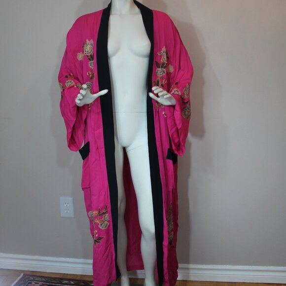 Free People embroidered kimono coat oversized size small - Picture 6 of 9